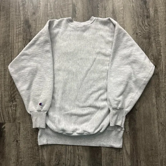 Vintage 90s Meredith College Champion Reverse Weave Sweatshirt Heavyweight Grey - Picture 2 of 7